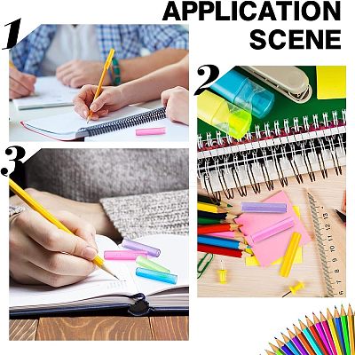 96Pcs 6 Colors Transparent Plastic Pencil Cap AJEW-CA0003-04-1