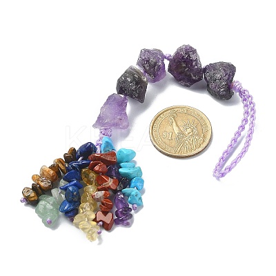 Nuggets Natural Amethyst Pendant Decorations HJEW-JM00992-02-1