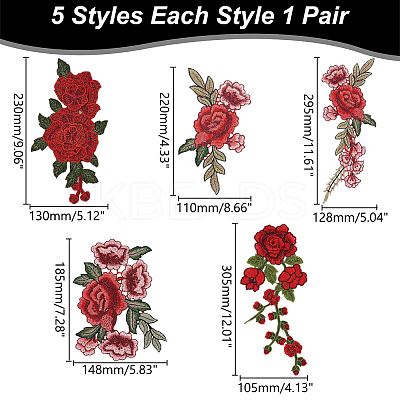 10Pcs 5 Styles Handmade Polyester Embroidered Lace Flower FIND-WR0011-85-1