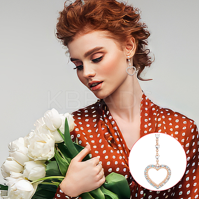 4 Pairs 4 Colors Rhinestone Hollow Heart Dangle Stud Earrings EJEW-AN0004-17-1