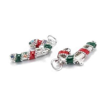 Christmas Themed Brass Micro Pave Cubic Zirconia Pendants ZIRC-L101-10P-1