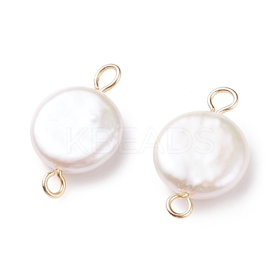 Natural Baroque Pearl Keshi Pearl Connector Charms PALLOY-JF01495-02-1