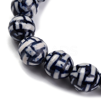 Handmade Blue and White Porcelain Beads Strands PORC-I027-01E-1