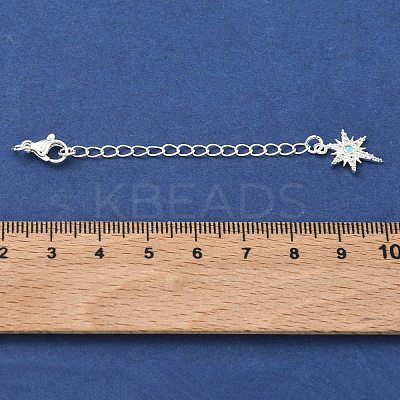 Brass Micro Pave Clear Cubic Zirconia Curb Chain Extender KK-G556-07S-1