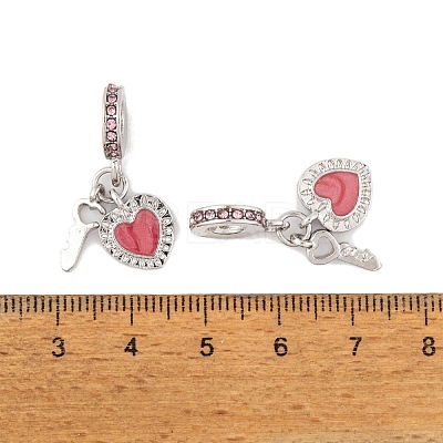 Rack Plating Alloy Light Rose Rhinestone European Dangle Charms FIND-C055-27P-04-1