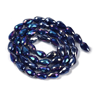 Opaque Solid Color Electroplate Glass Beads Strands X-EGLA-N013-P4mm-B03-1