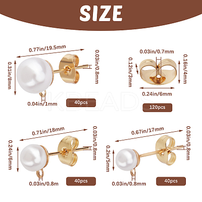 120Pcs 3 Size Iron Stud Earring Findings STAS-SP0001-51G-1