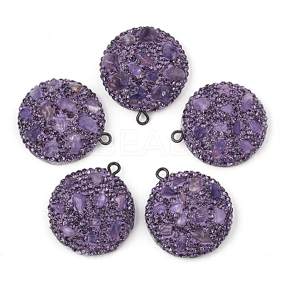 Polymer Clay Rhinestone Pendants RB-S056-10H-1