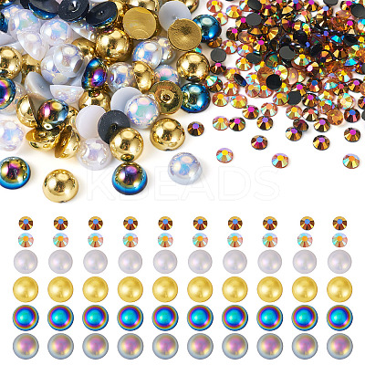 60G 6 Styles Electroplated Opaque Flat Back Resin Cabochons RESI-TA0003-38-1