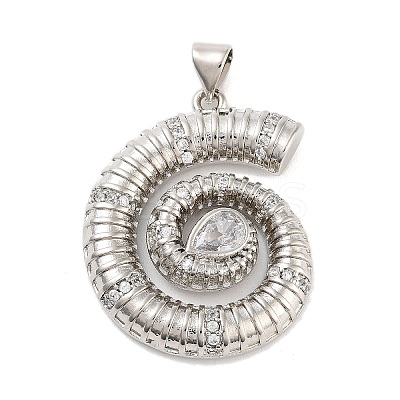 Rack Plating Brass Clear Cubic Zirconia Pendants KK-M293-21P-1