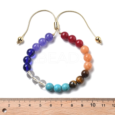 Long-Lasting Plated Brass Beads Slider Bracelets for Women BJEW-K268-01G-1