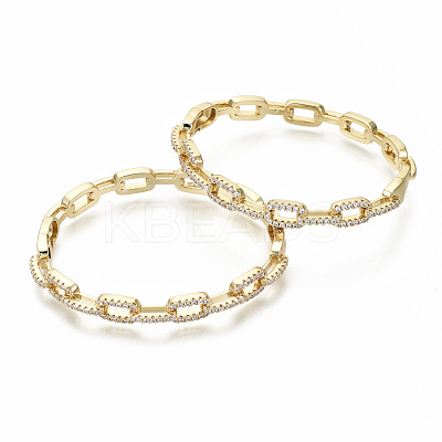 Brass Micro Pave Clear Cubic Zirconia Bangles BJEW-S142-015-NF-1