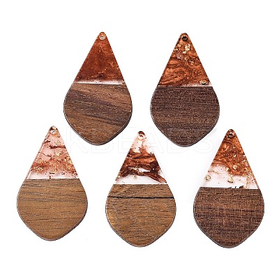 Transparent Resin and Walnut Wood Pendants RESI-T057-06C-1