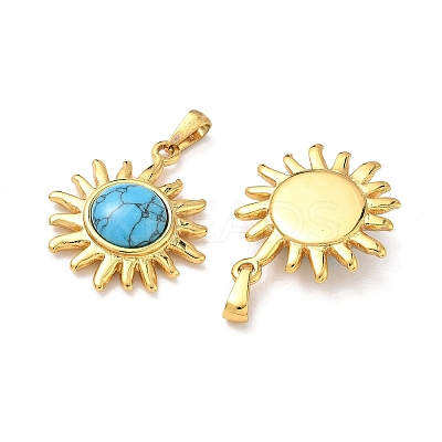 304 Stainless Steel with Synthetic Turquoise Pendants STAS-L309-21E-G-1