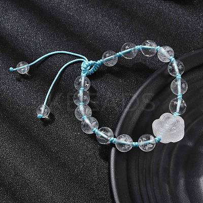 Adjustable Natural Quartz Crystal Braided Bead Bracelets BJEW-L713-A01-1