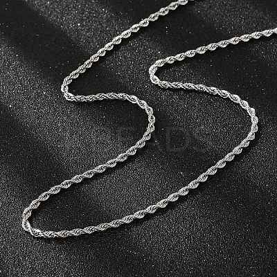 Tarnish Resistant 304 Stainless Steel Rope Chain Necklaces NJEW-E026-09P-1