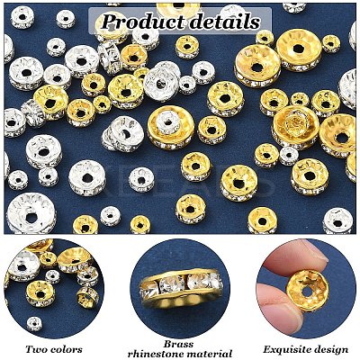 100Pcs 10 Styles Brass Rhinestone Beads RB-YW0001-17-1