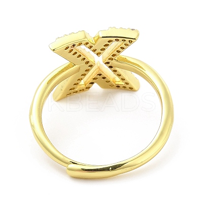 Mixed Color Enamel Initial Letter Adjustable Ring with Clear Cubic Zirconia RJEW-P045-01G-X-1