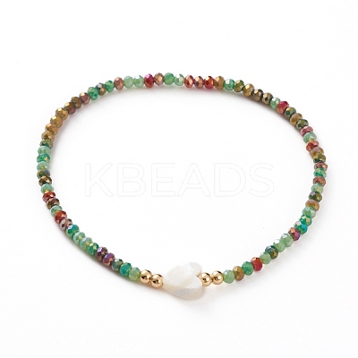 Faceted Rondelle Glass Beads Stretch Bracelets BJEW-JB05793-1