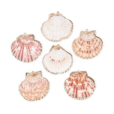 Electroplate Sea Shell Pendants X-SSHEL-S262-32-1