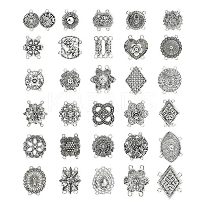 60Pcs 30 Styles Tibetan Style Zinc Alloy Multi-Strand Links FIND-CJ0003-63-1