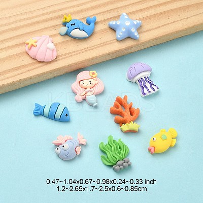 10Pcs 10 Styles Ocean Theme Opaque Resin Cabochons RESI-YW0001-53-1