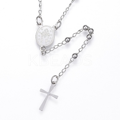 Non-Tarnish 304 Stainless Steel Rosary Bead Necklaces LS-NJEW-D285-40P-1