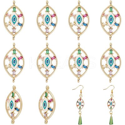10Pcs Brass Colorful Cubic Zirconia Connector Charms FIND-HY0001-23-1
