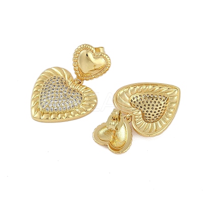 Rack Plating Brass Heart Stud Earrings for Women EJEW-D280-06G-1