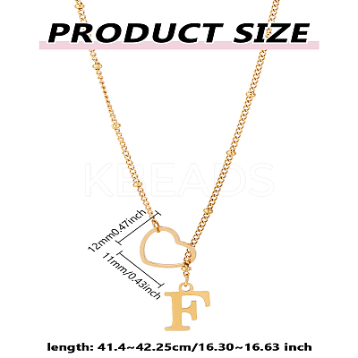 1Pc Letter & Heart Stainless Steel Lariat Necklaces for Women NJEW-LP0002-87G-F-1
