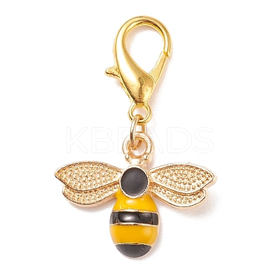 Alloy Enamel Bees Pendant Decorations HJEW-JM00661-03-1