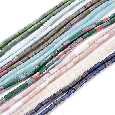 Electroplated Frosted Glass Beads Strands EGLA-G071-F-1