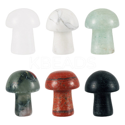10Pcs Natural & Synthetic Gemstone Mushroom Figurines G-TA0002-08-1