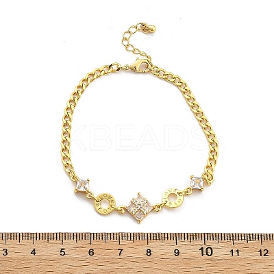 Brass Micro Pave Clear Cubic Zirconia Link Bracelets BJEW-U020-21G-1