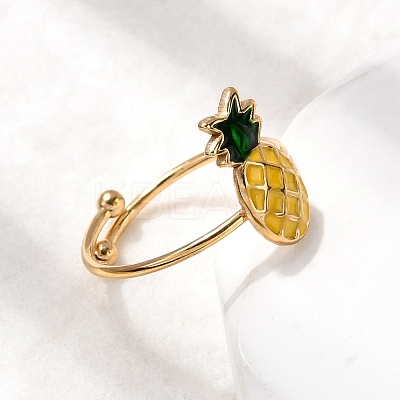 Adjustable 304 Stainless Steel Enamel Cuff Rings for Women LS-RJEW-B152-01G-02-1