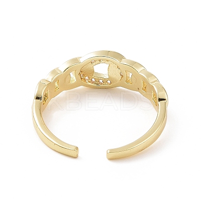 Clear Cubic Zirconia Curb Chains Shape Open Cuff Ring RJEW-E072-17G-1
