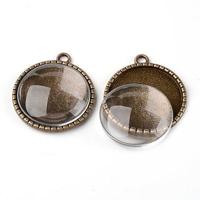 25mm Transparent Clear Domed Glass Cabochon Cover for Alloy Photo Pendant Making KK-X0024-NR-1