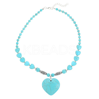 Alloy & Synthetic Turquoise Pendant Beaded Necklaces for Women FS-WGFCE16-02-1