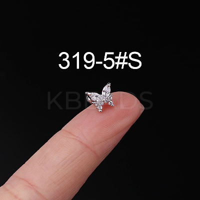 316L Surgical Stainless Steel Clear Cubic Zirconia Cartilage Earrings WG107EC-05-1