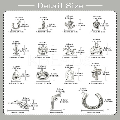 60Pcs 15 Styles Tibetan Style Alloy Pendants FIND-YW0004-82-1