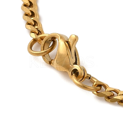 Brass Clear Cubic Zirconia Curb Chain Constellation Pendant Medal Necklaces for Women LS-NJEW-U010-01G-11-1