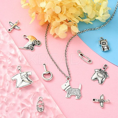 100Pcs 10 Styles Tibetan Style Alloy Charms TIBEP-CJ0002-65-1