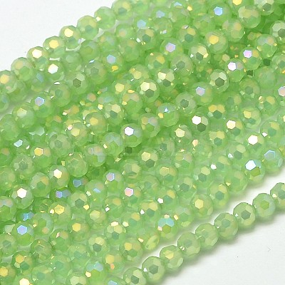 Faceted(32 Facets) Round Full Rainbow Plated Imitation Jade Electroplate Glass Beads Strands EGLA-J130-FR08-1