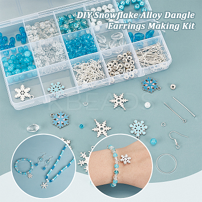 DIY Snowflake Alloy Dangle Earrings Making Kit DIY-PH0022-67-1