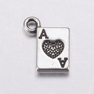 Antique Silver Plated Tibetan Style Zinc Alloy Poker Ace Pendants X-AC0322-1