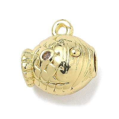 Brass Micro Pave Clear Cubic Zirconia Pendants KK-I476-04G-1