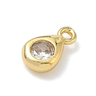 Brass Micro Pave Cubic Zirconia Charms KK-G548-20G-06-1