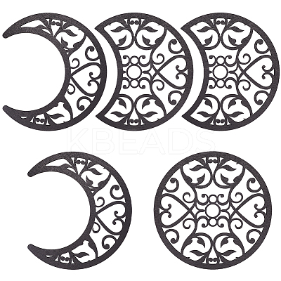Wooden Moon Phase Decor Wall Decorations Set AJEW-WH0258-790B-1