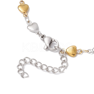 304 Stainless Steel Heart Link Chain Bracelet Makings for Women AJEW-JB01340-03-1