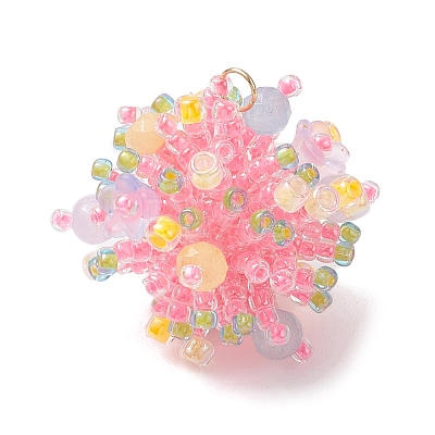 Glass Seed Beads & Dyed Natural Malaysia Jade Pendants PALLOY-MZ00998-1